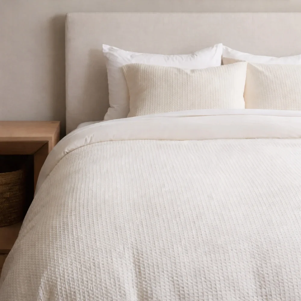 Quince Organic Luxe Honeycomb Duvet Cover Undyed Full Queen 100% Cotton NEW